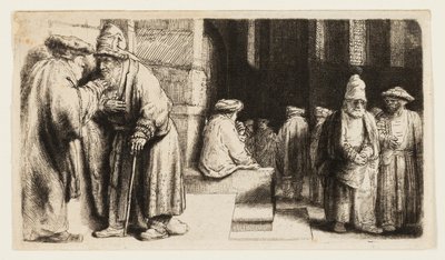 Joden in de synagoge door Rembrandt van Rijn