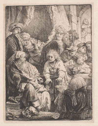 Jozef vertelt zijn dromen door Rembrandt van Rijn