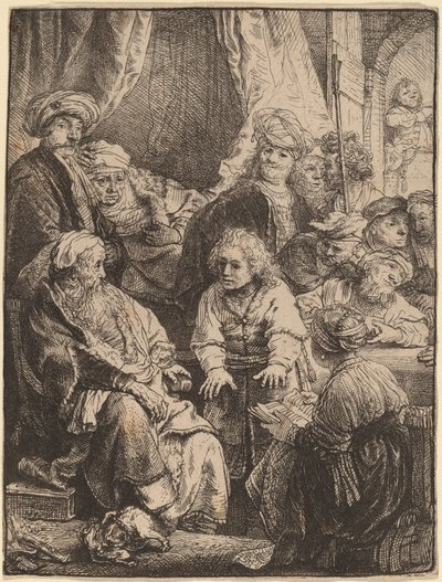 Jozef vertelt zijn dromen door Rembrandt van Rijn