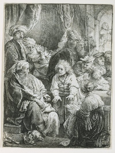 Jozef vertelt zijn dromen door Rembrandt van Rijn