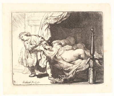 Jozef en de vrouw van Potifar door Rembrandt van Rijn
