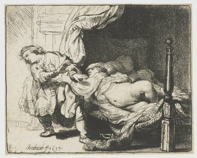 Jozef en de vrouw van Potifar door Rembrandt van Rijn