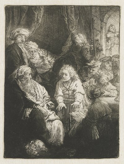 Jozef vertelt zijn dromen door Rembrandt van Rijn