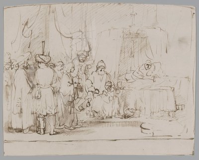 Jozef vertelt zijn dromen aan zijn ouders en broers door Rembrandt van Rijn