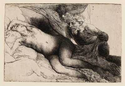 Jupiter en Antiope: De Grotere Plaat door Rembrandt van Rijn