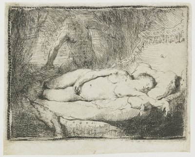 Jupiter en Antiope: kleinere plaat door Rembrandt van Rijn