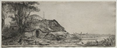 Landschap met een Huisje en een Grote Boom, 1641 door Rembrandt van Rijn