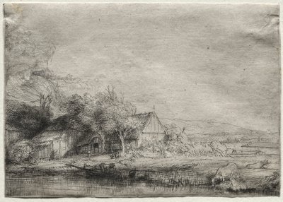 Landschap met een Koe door Rembrandt van Rijn