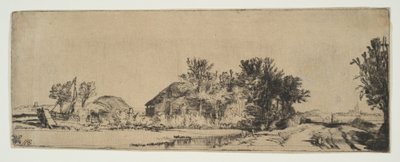 Landschap met een Boerderij Langs een Weg Naast een Kanaal, ca. 1652 door Rembrandt van Rijn