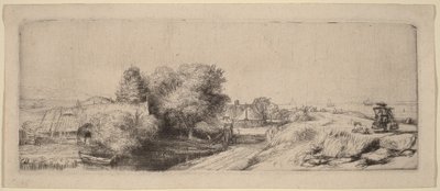 Landschap met een melkboer door Rembrandt van Rijn