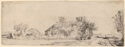 Landschap met een Weg naast een Kanaal door Rembrandt van Rijn