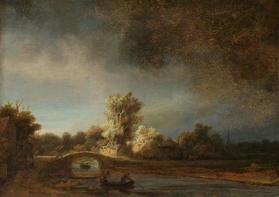 Landschap met een Stenen Brug door Rembrandt van Rijn