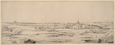 Landschap met uitzicht op Haarlem (Het Goudweegersveld) door Rembrandt van Rijn