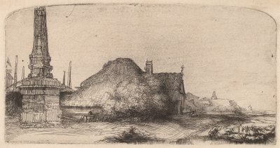 Landschap met een Obelisk, ca. 1650 door Rembrandt van Rijn