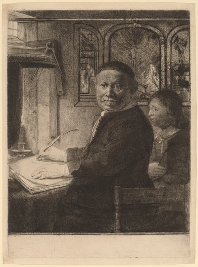 Lieven Willemsz van Coppenol: de kleinere plaat, ca. 1658 door Rembrandt van Rijn
