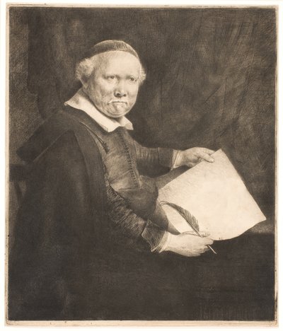 Lieven Willemsz van Coppenol, schrijfmeester: de grotere plaat door Rembrandt van Rijn