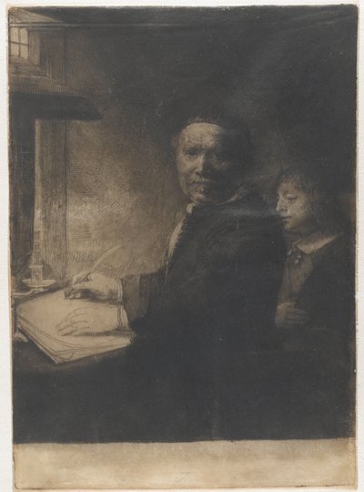 Lieven Willemsz. van Coppenol, schrijfmeester: de kleinere plaat door Rembrandt van Rijn