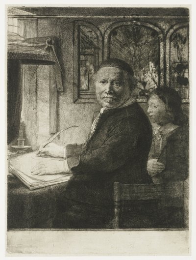 Lieven Willemsz. van Coppenol, schrijfmeester: de kleinere plaat door Rembrandt van Rijn