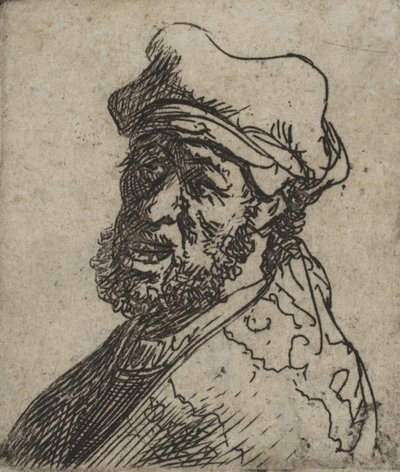 Man die Roept, Driekwart Links: Buste door Rembrandt van Rijn