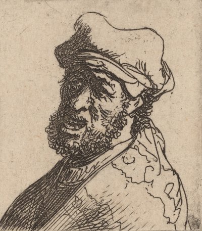 Man die Roept, Driekwart Links door Rembrandt van Rijn