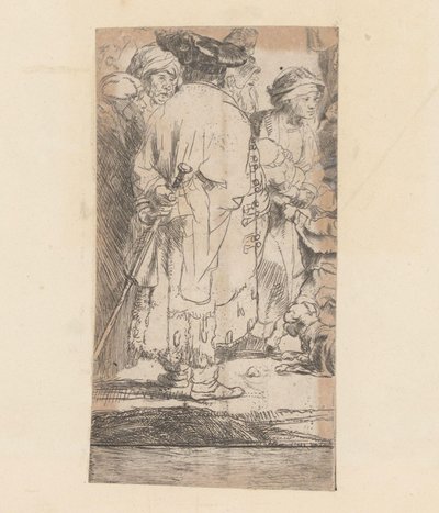 Man in mantel, op de rug gezien door Rembrandt van Rijn
