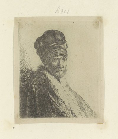 Man met hoge muts door Rembrandt van Rijn