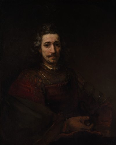 Man met een vergrootglas, begin 1660s door Rembrandt van Rijn