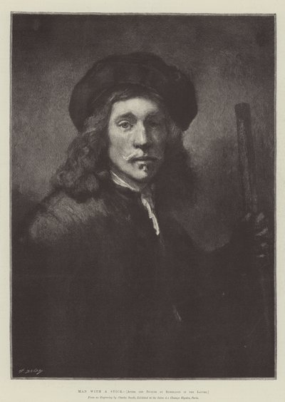 Man met een stok door Rembrandt van Rijn