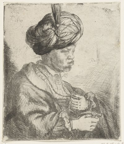 Man met Tulband, c.1660-70 door Rembrandt van Rijn