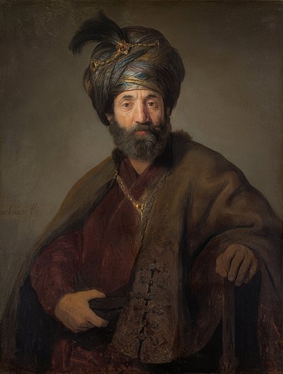 Man in oosters kostuum door Rembrandt van Rijn