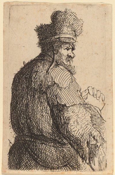 Oude Man van Achteren Gezien, Profiel naar Rechts door Rembrandt van Rijn