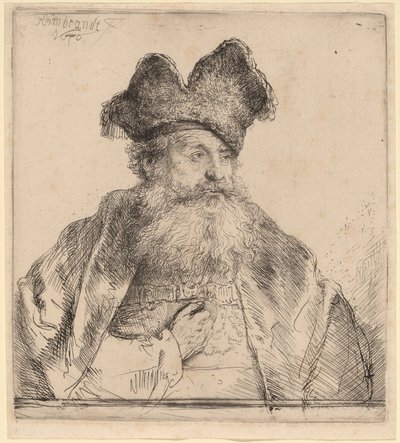 Oude Man met een Verdeelde Bontmuts door Rembrandt van Rijn
