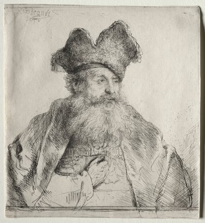 Oude Man met een Verdeelde Bontmuts door Rembrandt van Rijn