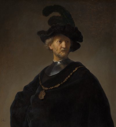 Oude man met gouden ketting door Rembrandt van Rijn
