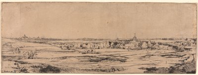 Panorama bij Bloemendaal met het Landgoed Saxenburg (het goudzoekersveld) door Rembrandt van Rijn