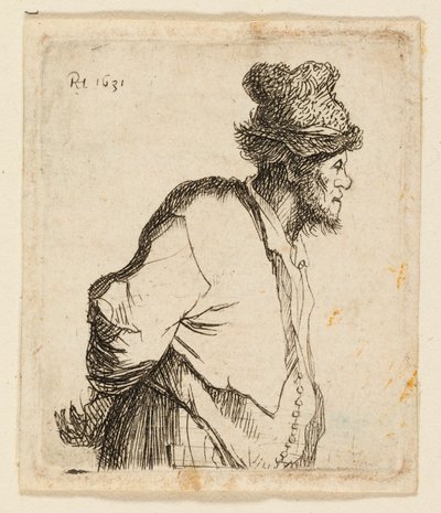 Boer met Zijn Handen Achter Zijn Rug door Rembrandt van Rijn