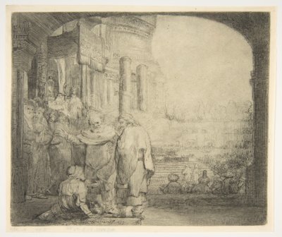 Petrus en Johannes Genezen de Kreupele bij de Tempelpoort door Rembrandt van Rijn