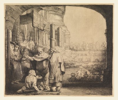 Petrus en Johannes bij de Tempelpoort door Rembrandt van Rijn