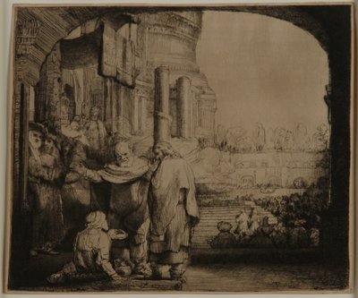 Petrus en Johannes bij de poort van de tempel door Rembrandt van Rijn