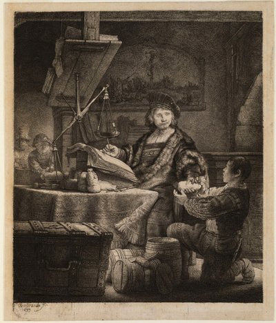 Portret van de goudweger Jan Uytenbogaert door Rembrandt van Rijn