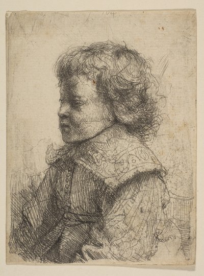 Portret van een Jongen, in Profiel door Rembrandt van Rijn