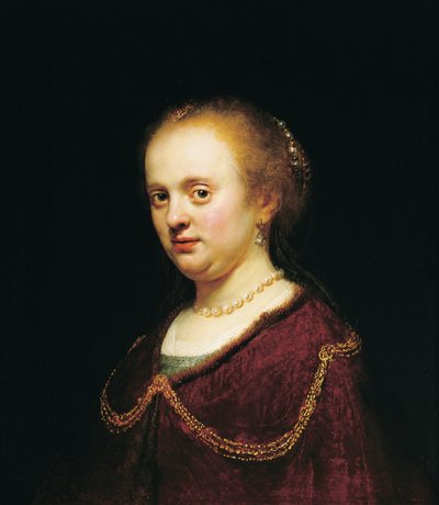 Portret van een jonge vrouw door Rembrandt van Rijn