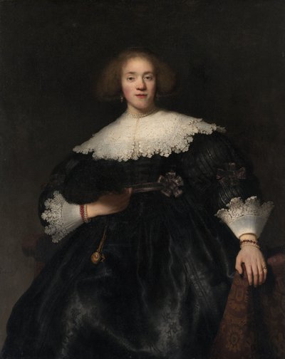 Portret van een Jonge Vrouw met een Waaier, 1633 door Rembrandt van Rijn
