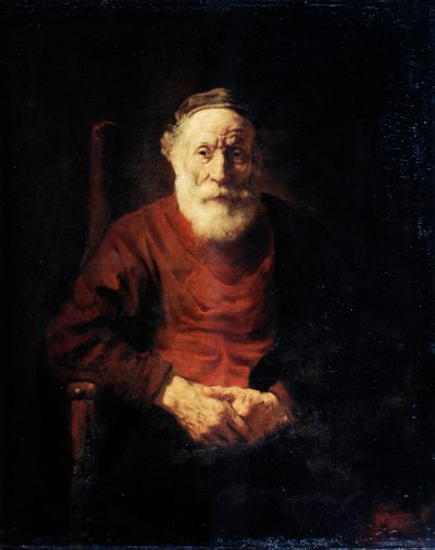 Portret van een oude man in rood, 1652-1654 door Rembrandt van Rijn