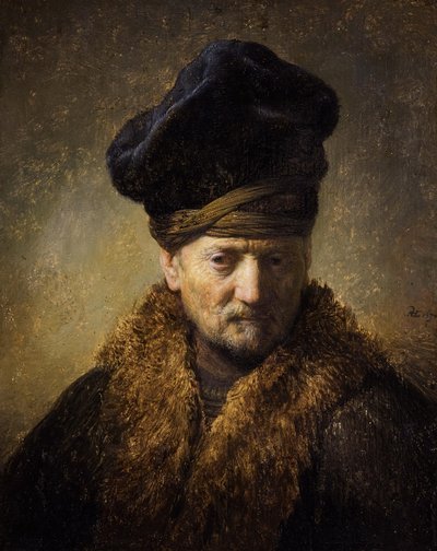Portret van een oude man met bontmuts, 1630 door Rembrandt van Rijn