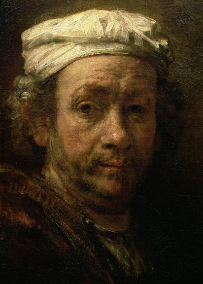 Portret van de Kunstenaar aan Zijn Ezeltje, detail van het gezicht, 1660 (detail) door Rembrandt van Rijn