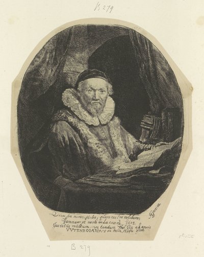 Portret van de Remonstrantse predikant Jan Wtenbogaert Recueil de quatre-vingt-cinq estampes originales door Rembrandt van Rijn