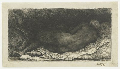 Liggend vrouwelijk naakt door Rembrandt van Rijn