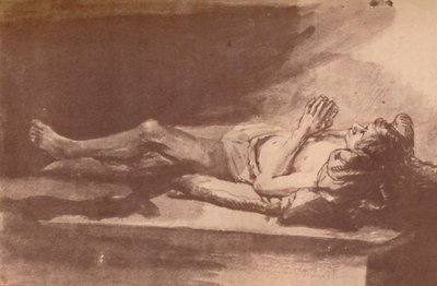 Rembrandt - Studie van een liggend model door Rembrandt van Rijn