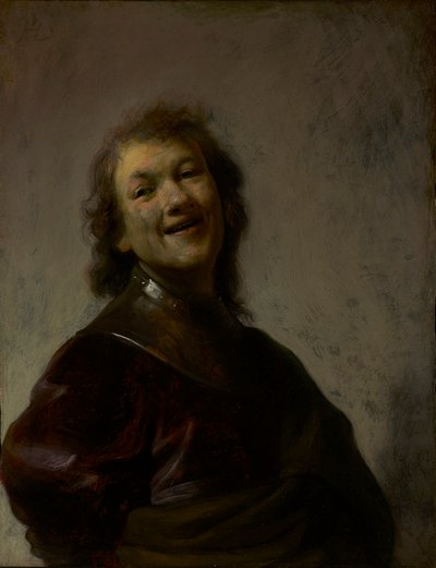 Rembrandt Lachend, c. 1628 door Rembrandt van Rijn